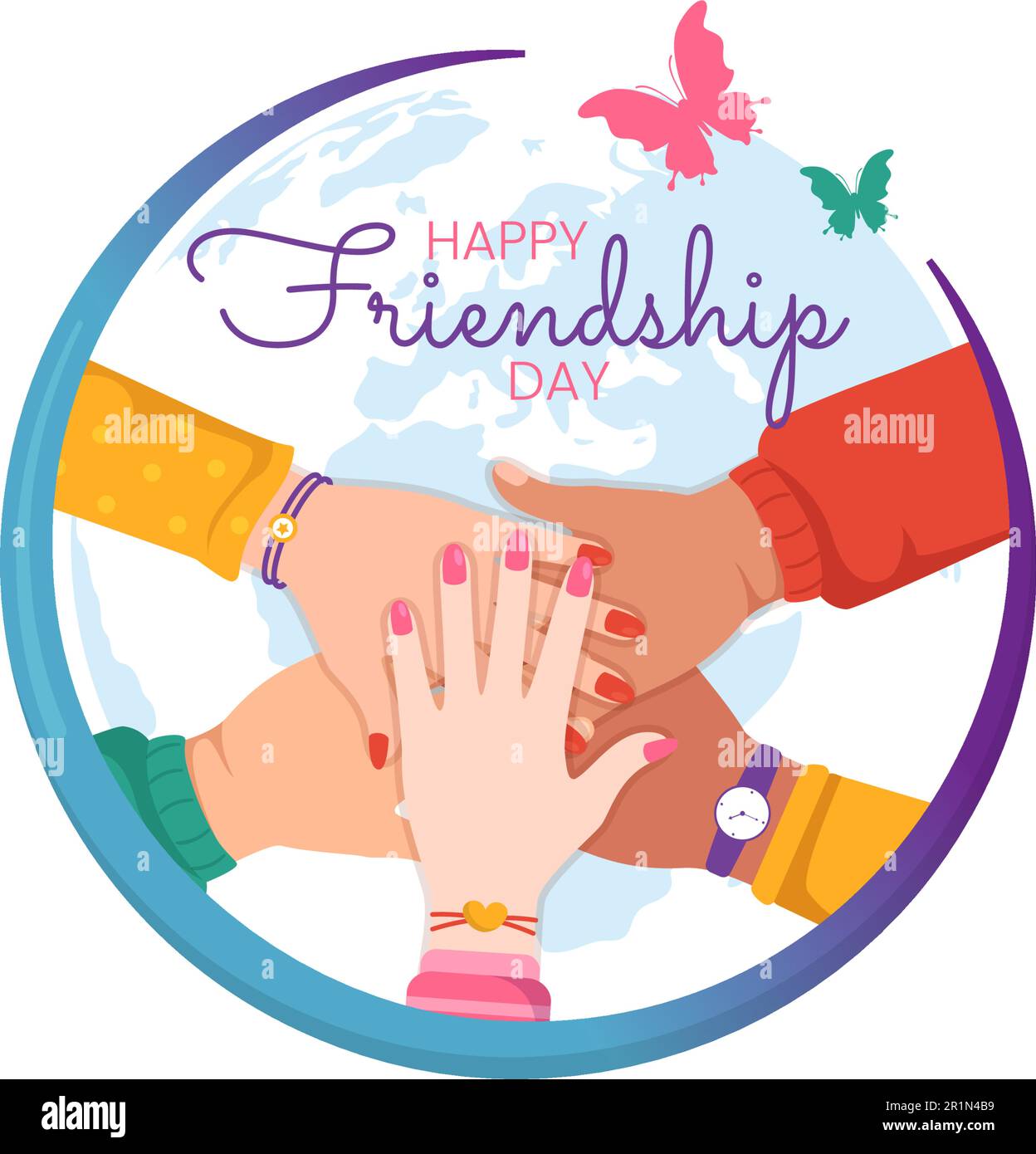 Happy Friendship Day Vector Illustration with Young Boys and Girls together in Flat Cartoon handgezeichnete Landing Page Background Templates Stock Vektor