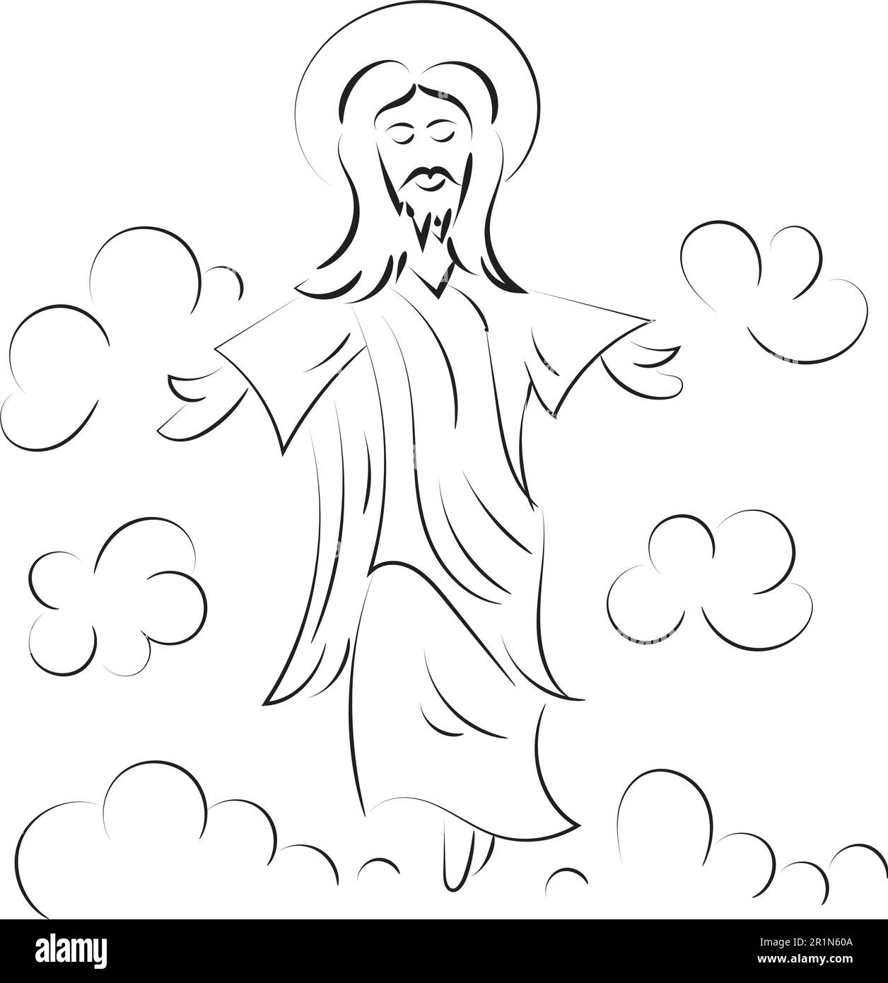 Happy Ascension Day Design mit Jesus Christus im Himmel Stock Vektor