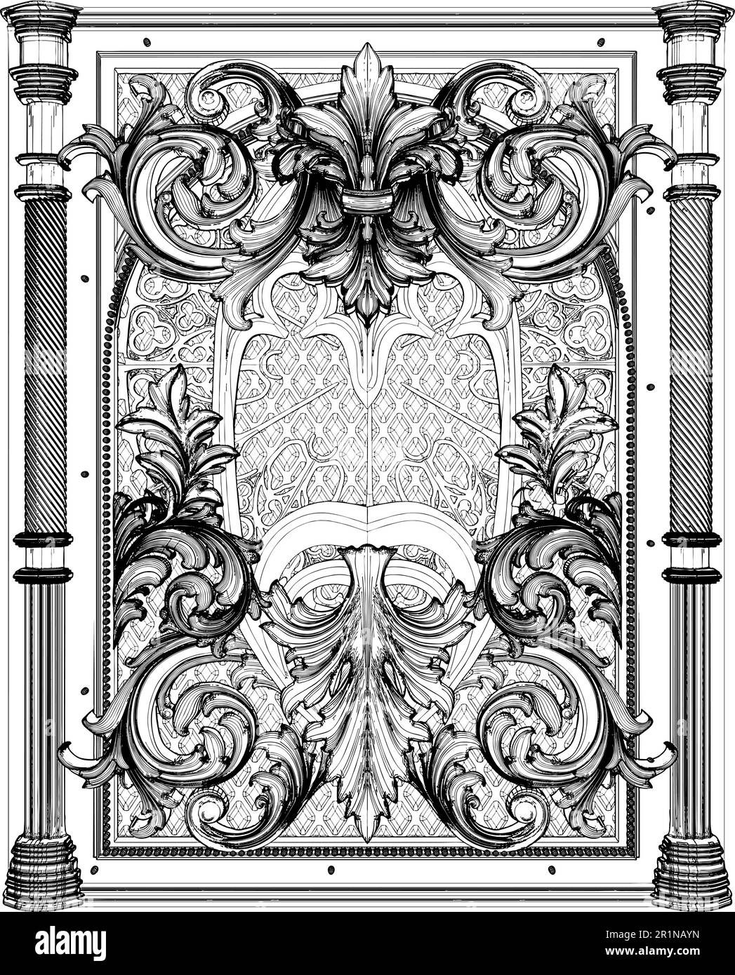 Vektor Mit Antikem Wandplattenrahmen. Abbildung Isoliert Auf Weißem Hintergrund. Eine Vektordarstellung antiker Wandtafeln. Stock Vektor