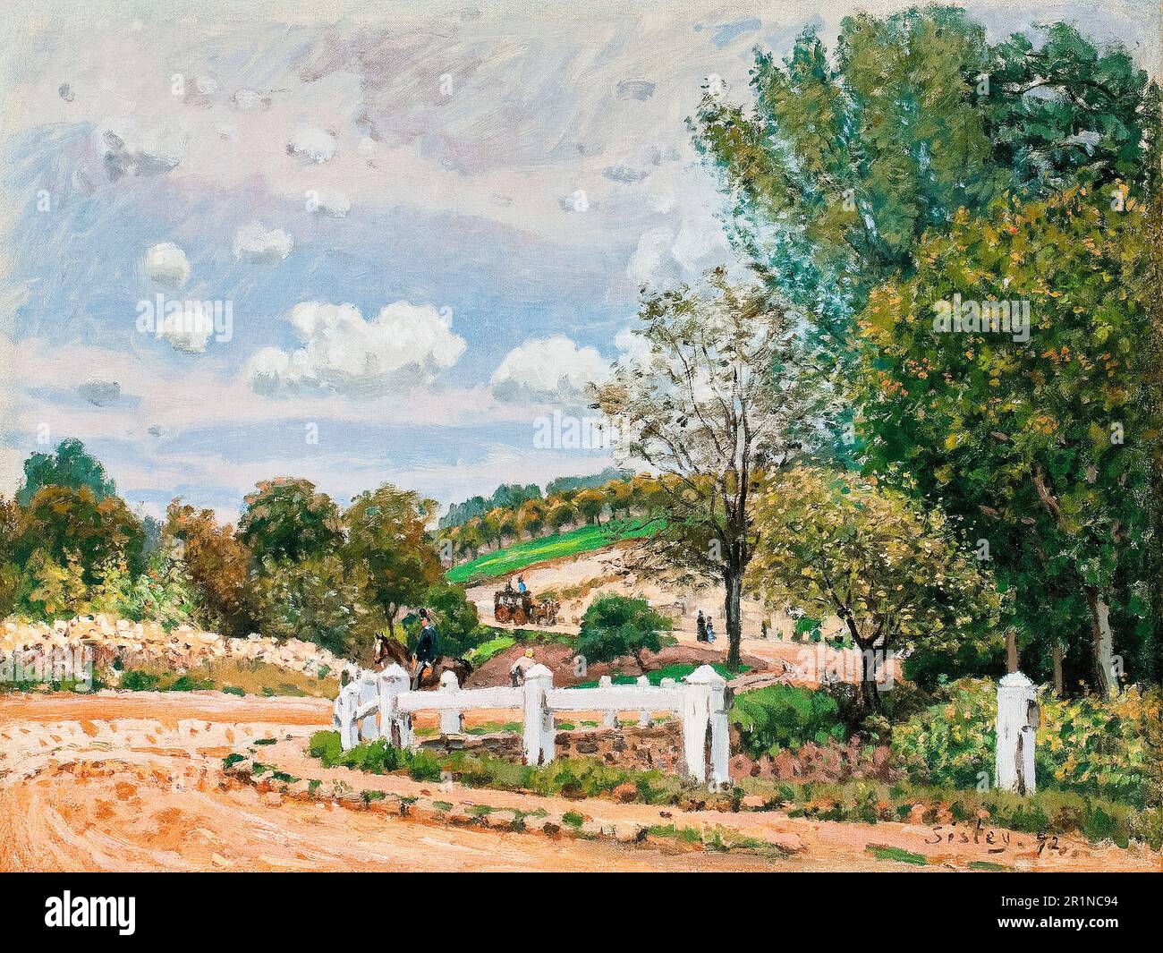 Alfred Sisley, Landschaftsmalerei, La Route de Verrieres, 1872 Stockfoto