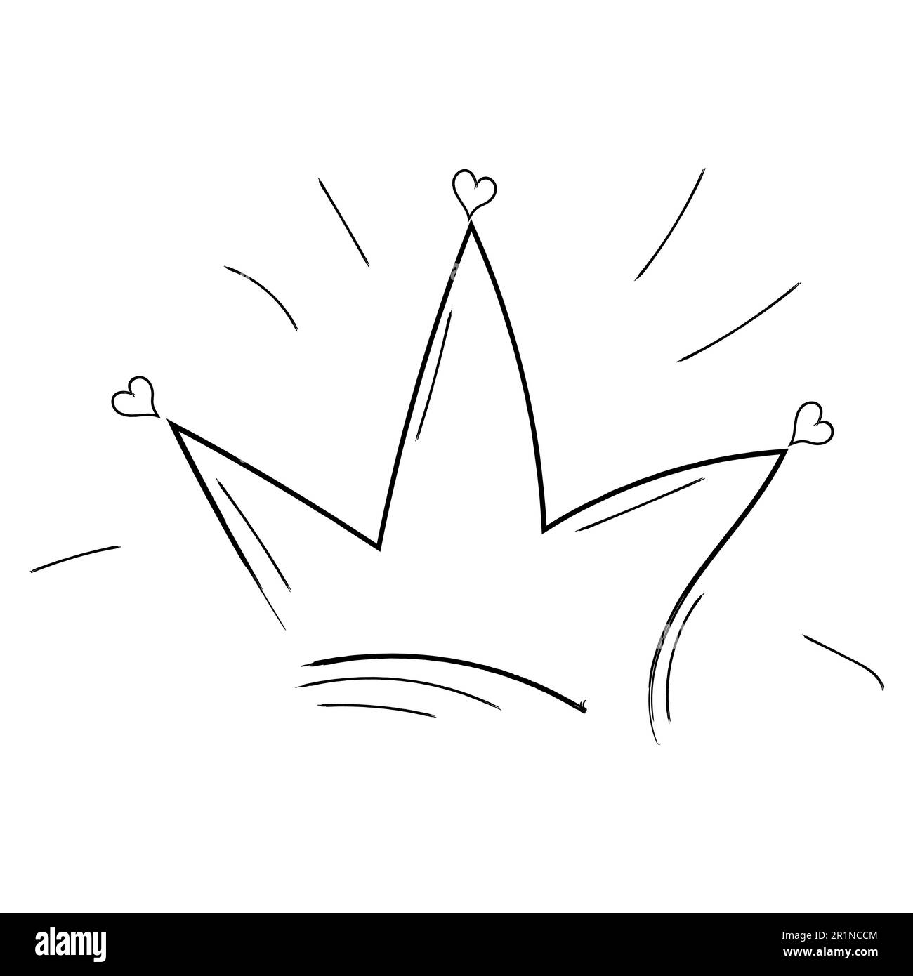 Königliche Krone, Königin oder Prinzessin diaden, Diadem, König im Kritzelstil, handgezeichnete Linie isoliert auf weißem Hintergrund. Vektordarstellung Stock Vektor