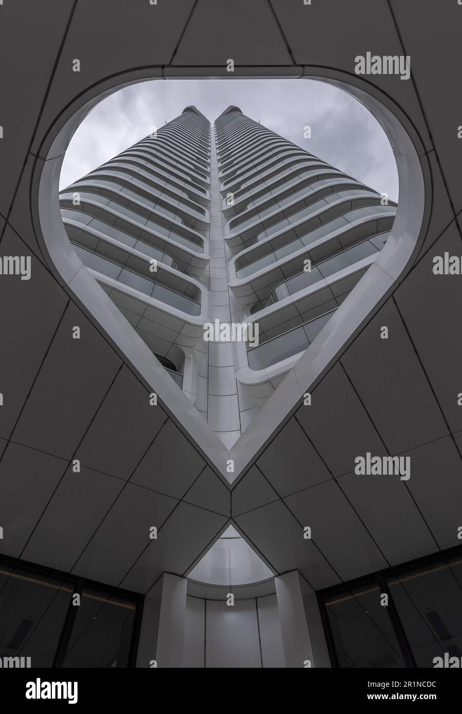 Wohnhochhaus Grand Tower in Europacity Frankfurt, Deutschland Stockfoto