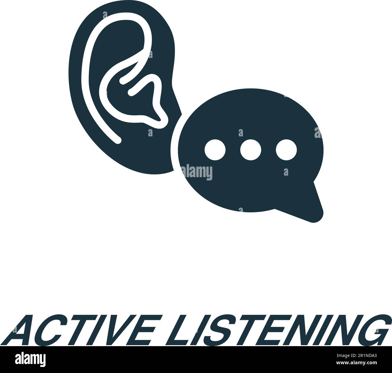 Symbol für aktives Zuhören. Einfarbiges einfaches Schild aus der Critical Thinking Kollektion. Symbol für aktives Zuhören für Logo, Vorlagen, Webdesign und Stock Vektor