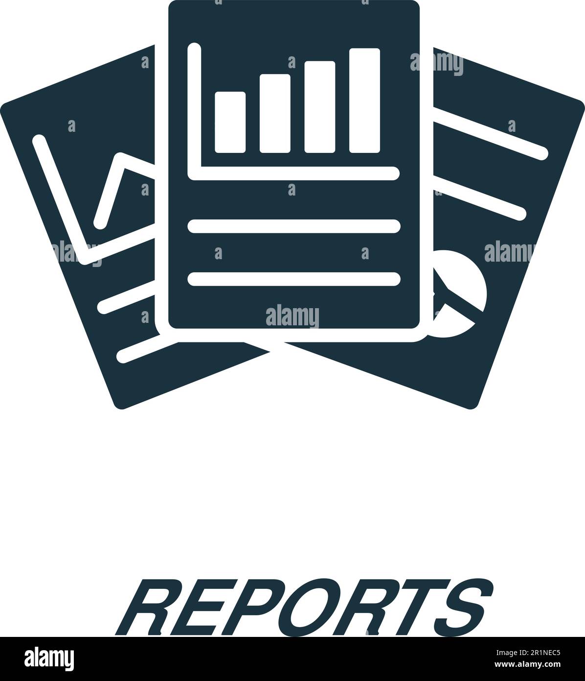 Symbol "Berichte". Monochromes einfaches Schild aus der Datenanalysesammlung. Berichtssymbol für Logo, Vorlagen, Webdesign und Infografiken. Stock Vektor