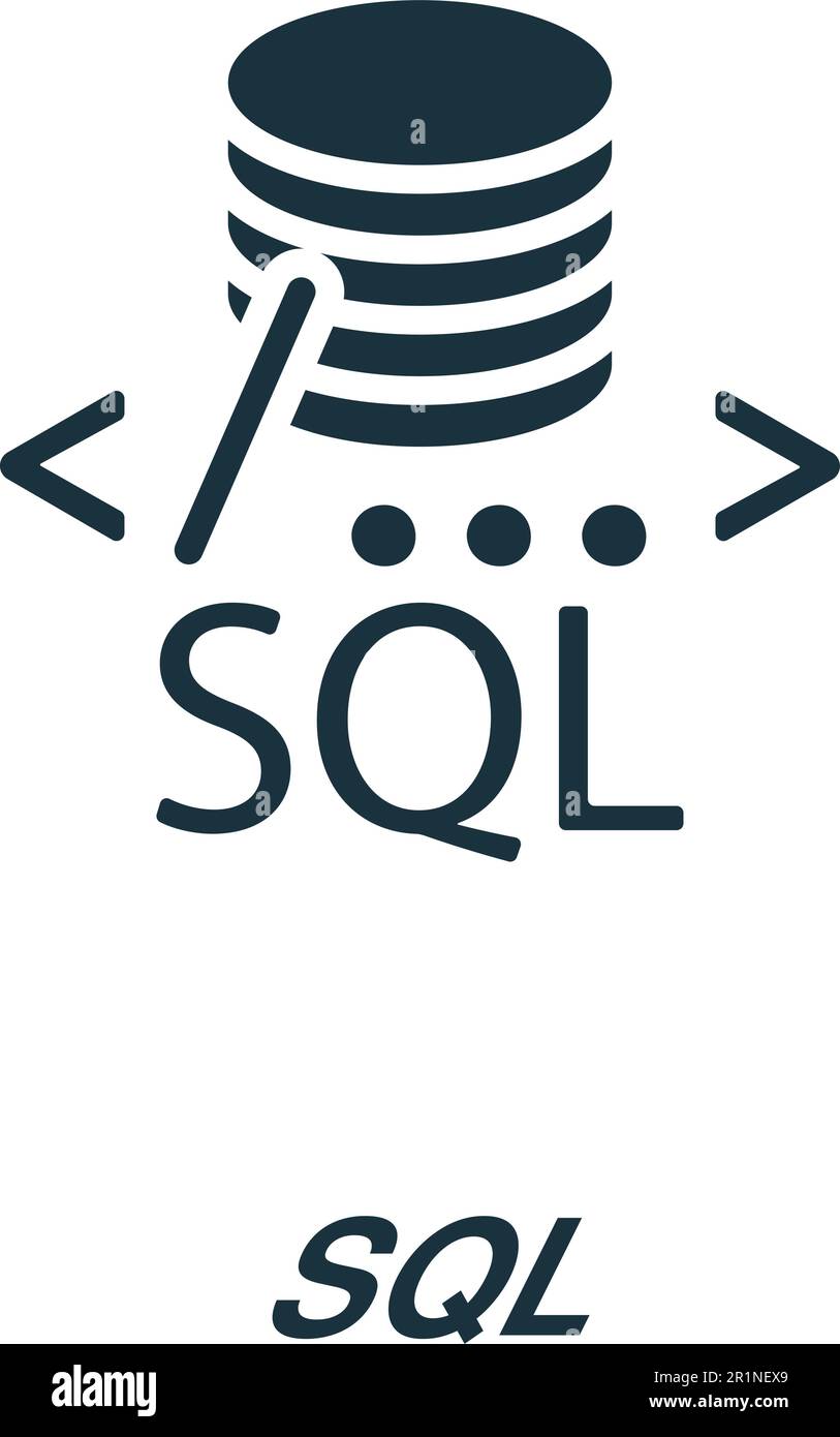 SQL-Symbol. Monochromes einfaches Schild aus der Datenanalysesammlung. SQL-Symbol für Logo, Vorlagen, Webdesign und Infografiken. Stock Vektor