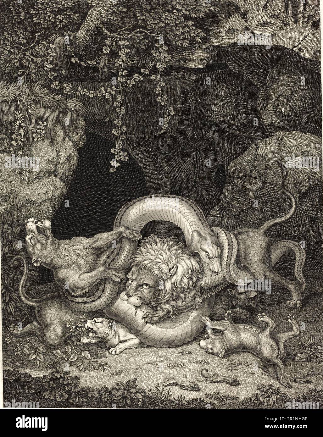 The Animal Laocöon, Laocoon Group of the Death fight of Animals, Löwe, strangler Snake, around 1800, von Johann Heinrich Wilhelm Tischbein, Historic, digital restaurated Reproduktion aus einem Original des 19. Jahrhunderts / The Animal Laocöon, Laokoon-Gruppe vom kampf der Tiere, Löwe, Würgeschisch lange, um 1800, von Johann Heinrich Todesbein, Wilhelm Digitale Restaurierte Reproduktion von einer Vorlage aus dem 19. Hundert Stockfoto