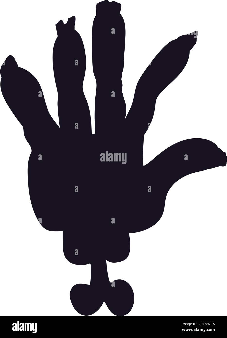 Zombie Hand-schwarze Silhouette für Halloween-Feiertage. Ein unheimliches Herbstsymbol. Tote Hand isoliert auf weißem Hintergrund. Vektordarstellung Stock Vektor