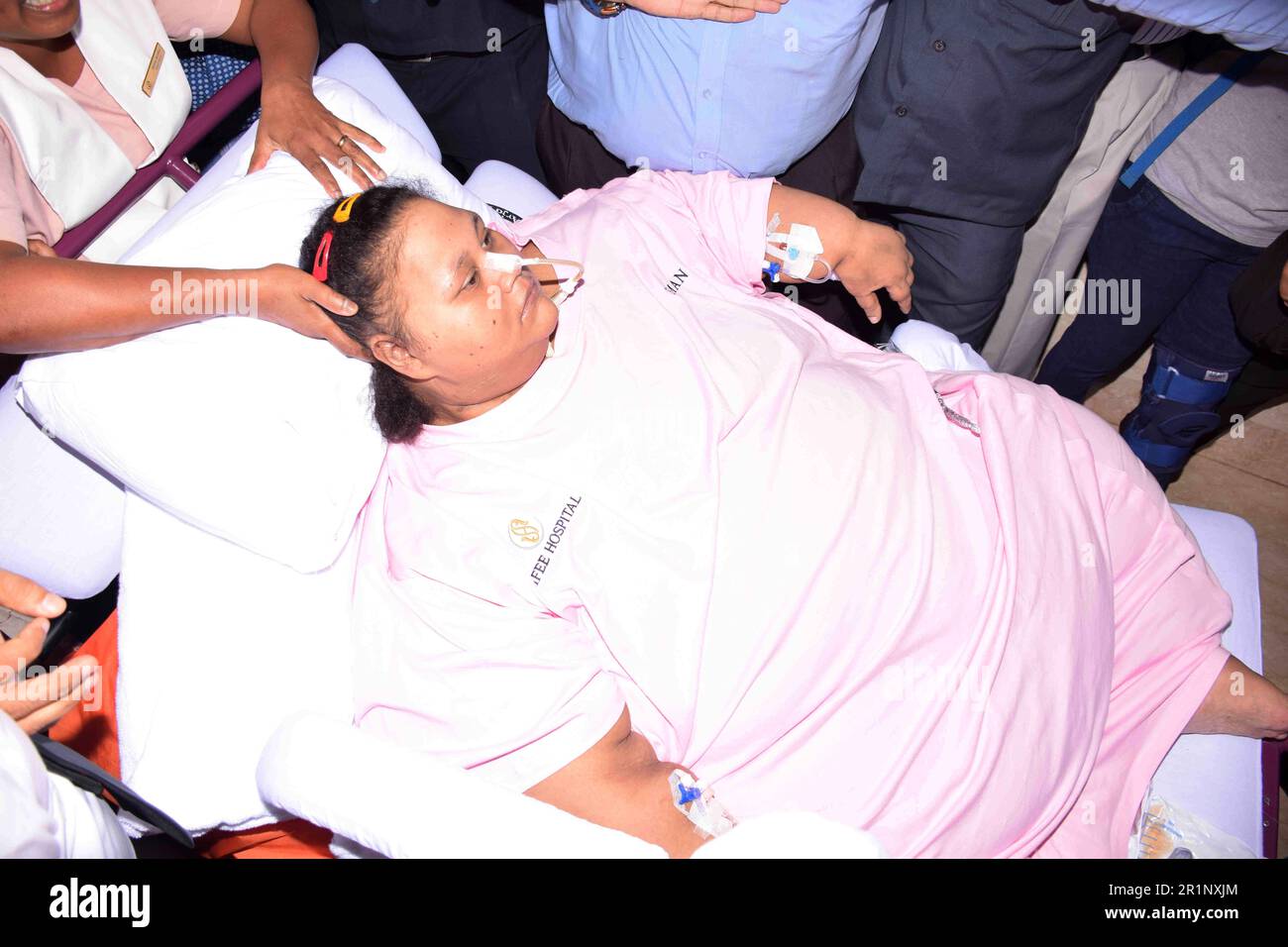 Eeman Ahmed Abd El Aty, Ägypterin, schwerste lebende Frau der Welt, Saifee Hospital, Mumbai, Indien, 4. Mai 2017 Stockfoto