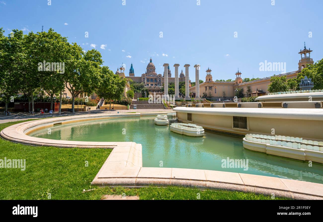 Palau Nacional, MNAC, Museu Nacional d'Art de Catalunya, Nationales Kunstmuseum von Katalonien auf Montjuic, Barcelona, Katalonien, Spanien Stockfoto