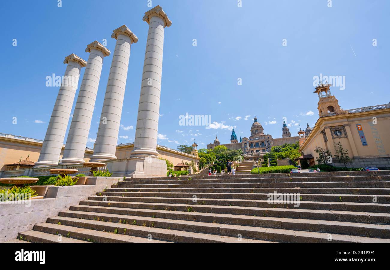 Palau Nacional, MNAC, Museu Nacional d'Art de Catalunya, Nationales Kunstmuseum von Katalonien auf Montjuic, Barcelona, Katalonien, Spanien Stockfoto