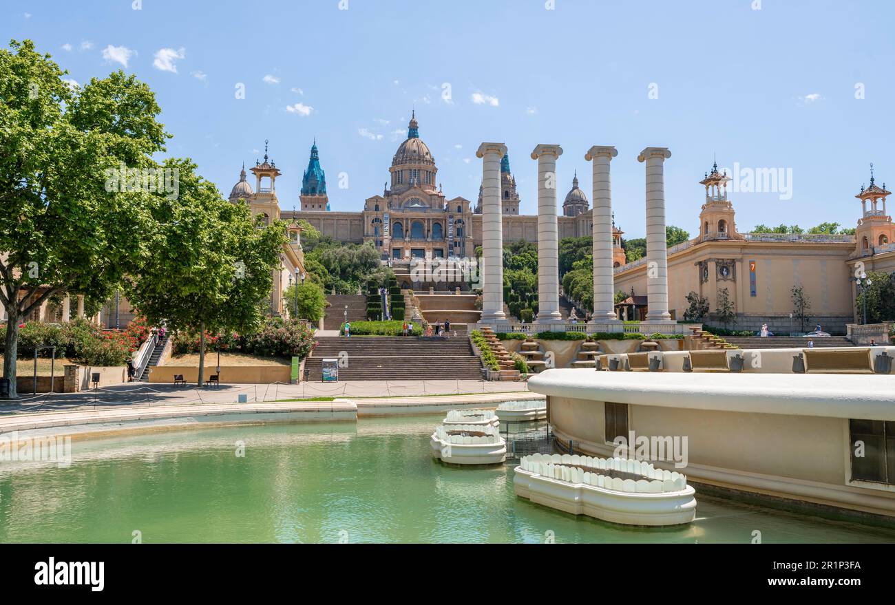 Palau Nacional, MNAC, Museu Nacional d'Art de Catalunya, Nationales Kunstmuseum von Katalonien auf Montjuic, Barcelona, Katalonien, Spanien Stockfoto