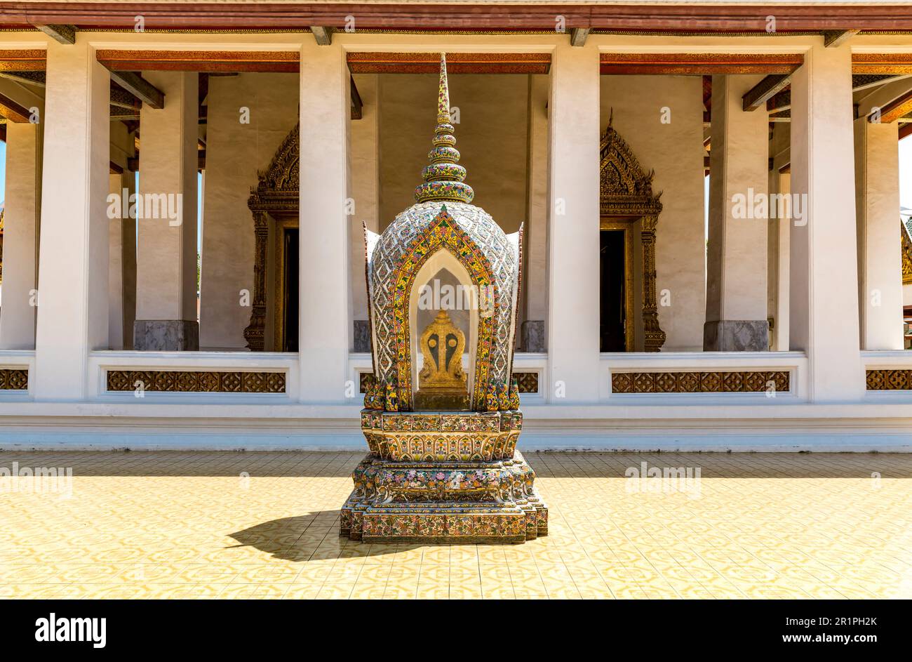 Bai Sema, Boundary Stone, Wat Saket, Tempel des Goldenen Berges, Wat Saket Ratcha Wora Maha Wihan, Bangkok, Thailand, Asien Stockfoto