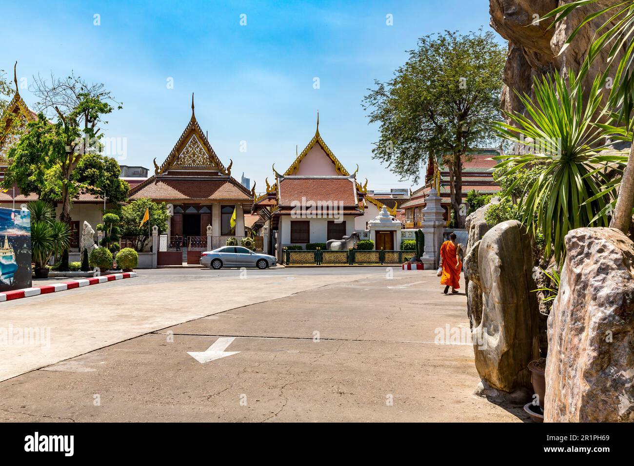 Gebäudekomplex, Wat Saket, Tempel des Goldenen Berges, Wat Saket Ratcha Wora Maha Wihan, Bangkok, Thailand, Asien Stockfoto