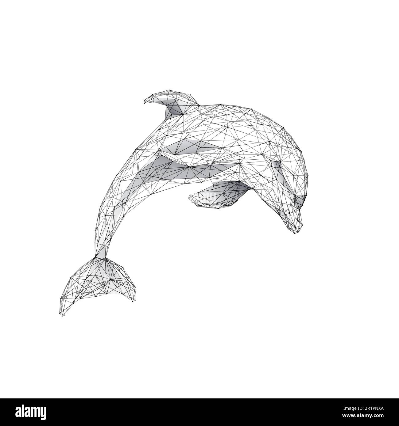 Hüpfender Delfin isoliert auf weißem Hintergrund. Meereslebewesen Stock Vektor