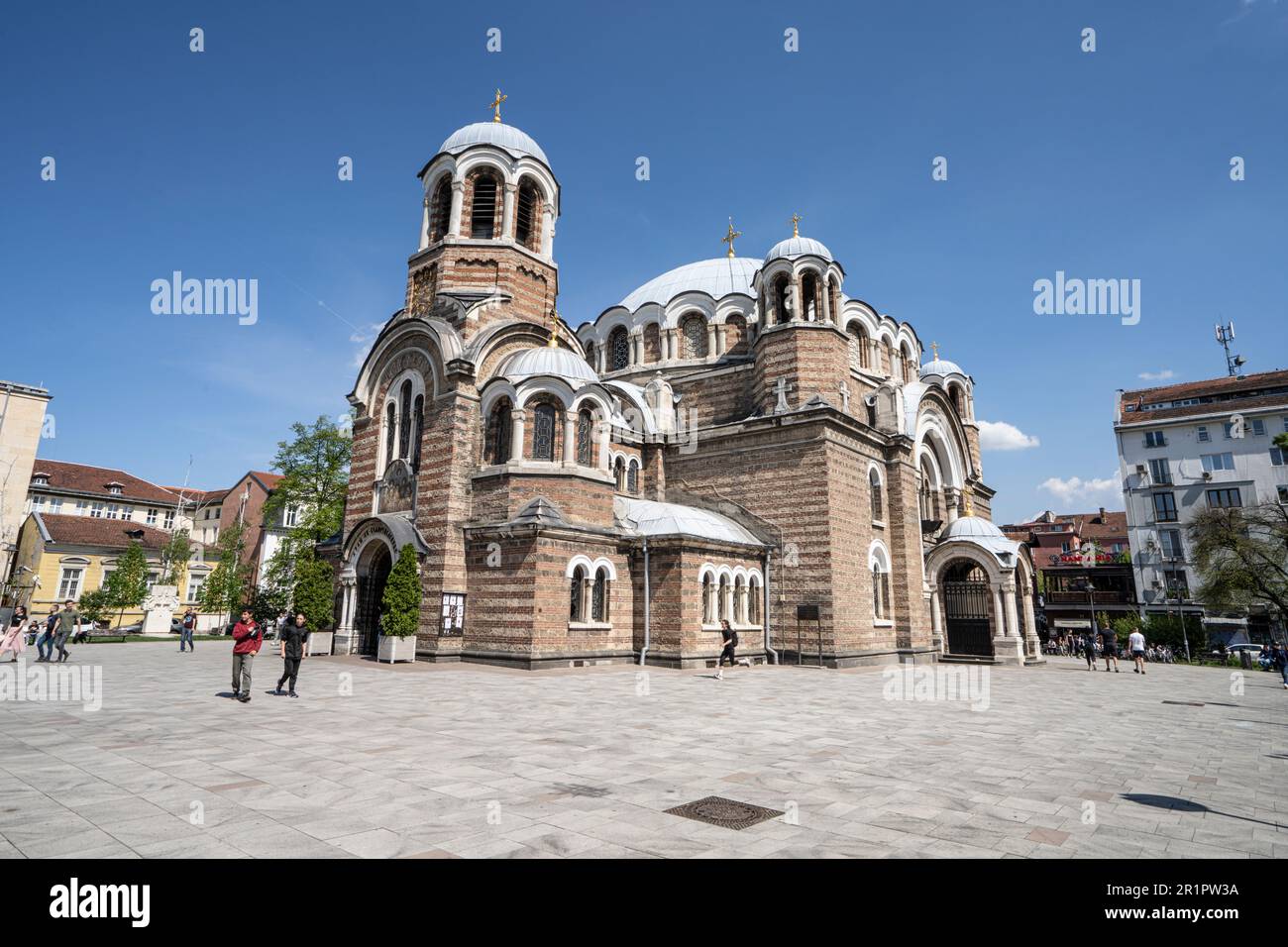 Sofia, Bulgarien. Mai 2023. Außenansicht der Kirche der sieben Heiligen im Stadtzentrum Stockfoto