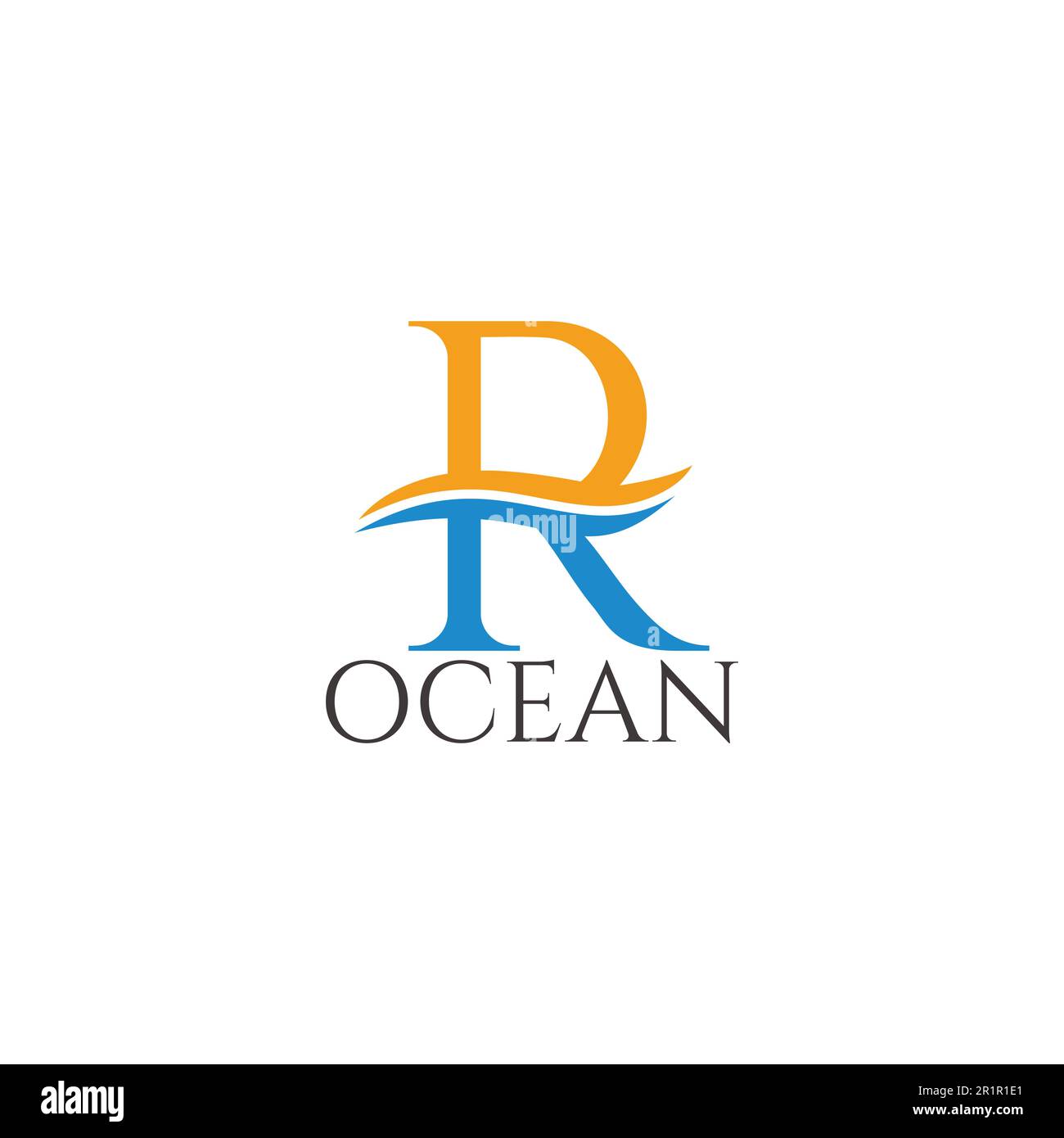 Vektor mit dem Logo „R Ocean Wave Sun“ Stock Vektor