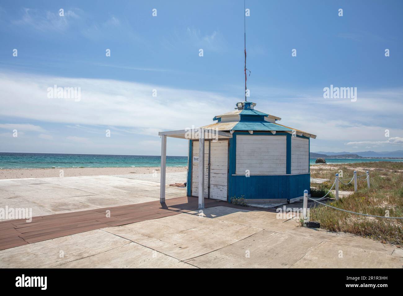 Italien, Sardinien, Strand, Cagliari, leer, kiosk, Stockfoto