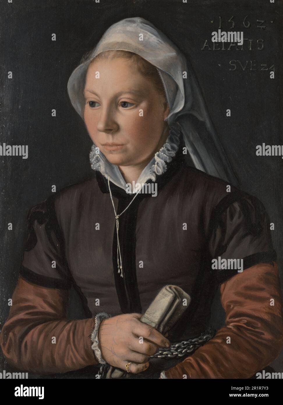 Porträt einer jungen Frau Datum: 1562 Künstler: Joachim Beuckelaer Netherlandish, c. 1535-c. 1574 Stockfoto