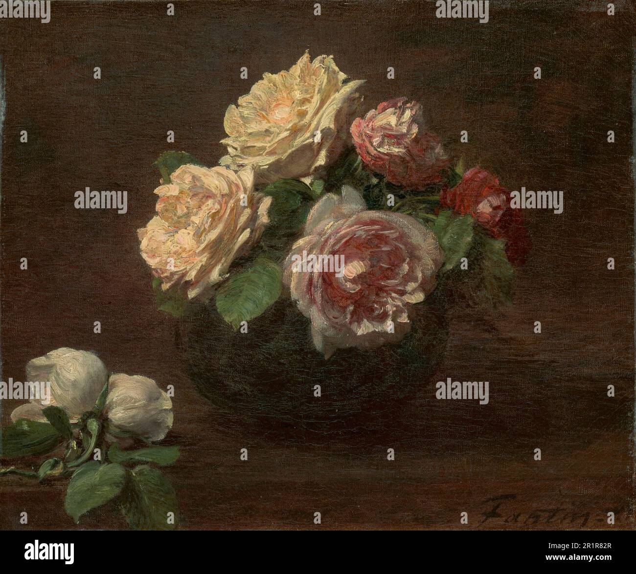 Roses in a Bowl Date: 1881 Künstler: Henri Fantin-Latour Französisch, 1836-1904 Stockfoto