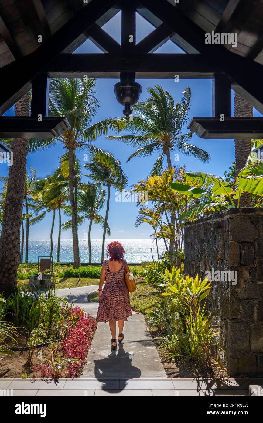 Das luxuriöse 5-Sterne-Hotel in Belle Mare Beach, Quatre Cocos, Flacq, Mauritius Island. Stockfoto