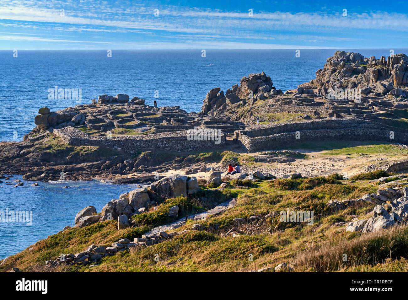 Castro de Baroña, Porto do Son, Ria de Muros y Noya, A Coruña, Galicien, Spanien. Die nördlichste Siedlung in Galicien, Spanien, ist Castro de Baroña Stockfoto