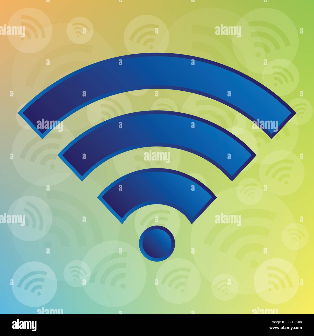 Blaues WLAN-Symbol. WLAN-Schild auf farbenfrohem Hintergrund. Stock Vektor