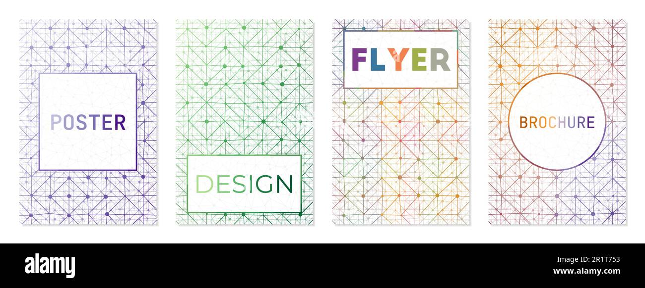 Satz digitaler Abdeckungen. Kann als Cover, Banner, Flyer, Poster, Visitenkarte, Broschüre. Kollektion mit authentischem geometrischem Hintergrund. Stock Vektor