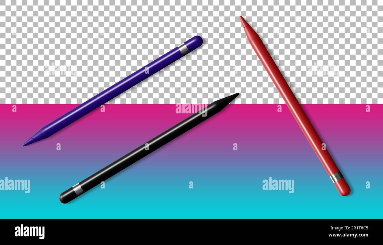 Stiftsätze für Touchscreen-Tablet isoliert Stockfoto