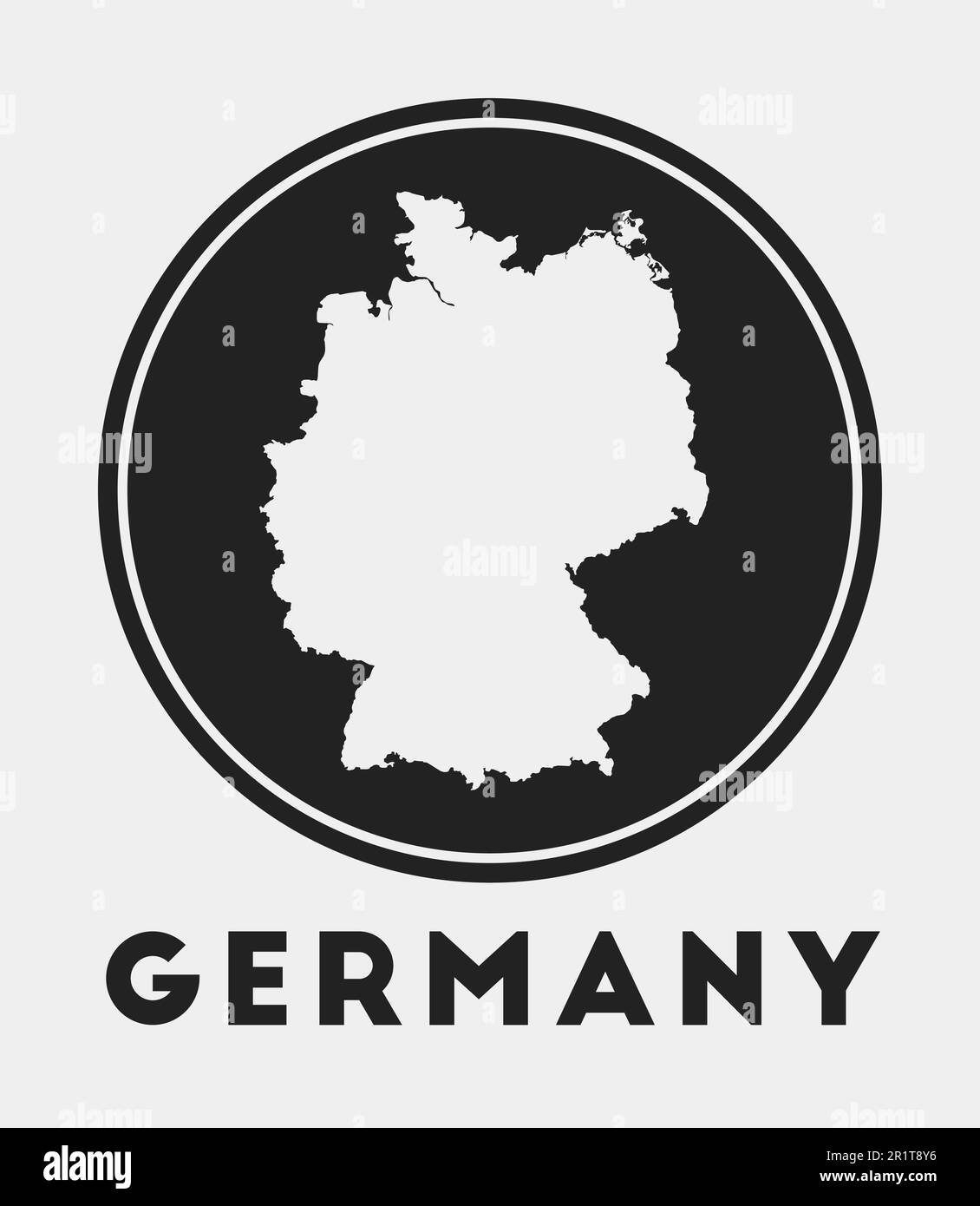 Symbol für Deutschland. Rundes Logo mit Landkarte und Titel. Stilvolles deutsches Abzeichen mit Karte. Vektordarstellung. Stock Vektor