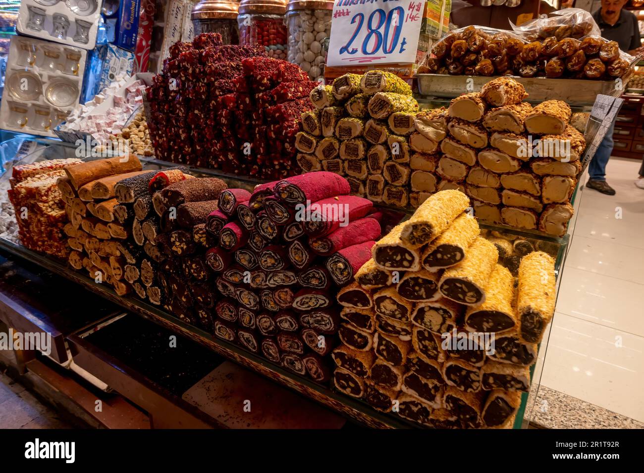 Pistazien im türkischen Stil Pistazien Baklava Gewürzbasar Istanbul Stockfoto