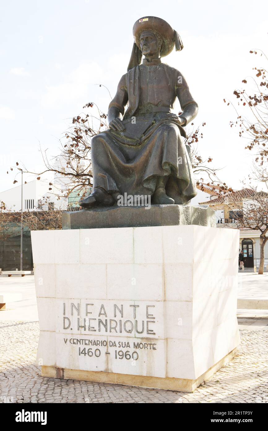 Heinrich der Navigator Statue, Altstadt, Lagos, Algarve, Portugal Stockfoto