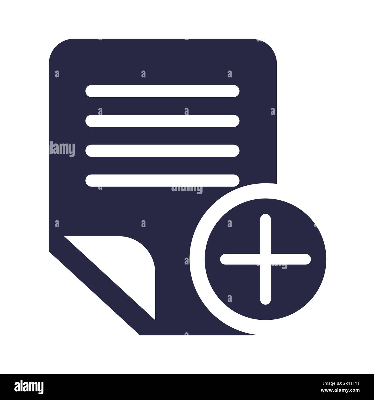 Elektronisches Textdokument mit Darstellung des Glyphe-Vektors. Neues Dokument, Notizblock-Symbol wird erstellt Stock Vektor