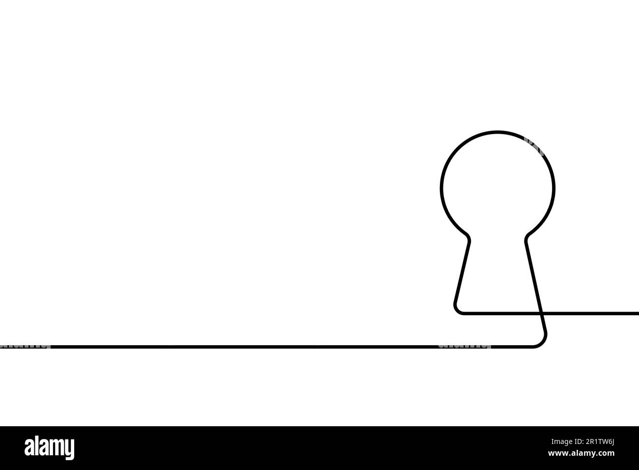 Keyhole-Symbol. Schwarze Silhouette fixiert durchgehende Linie isoliert auf weißem Hintergrund. Handgezogenes Vorhängeschloss. Eine geheime Zeichnungsgrafik. Einfaches flaches Schloss Stock Vektor