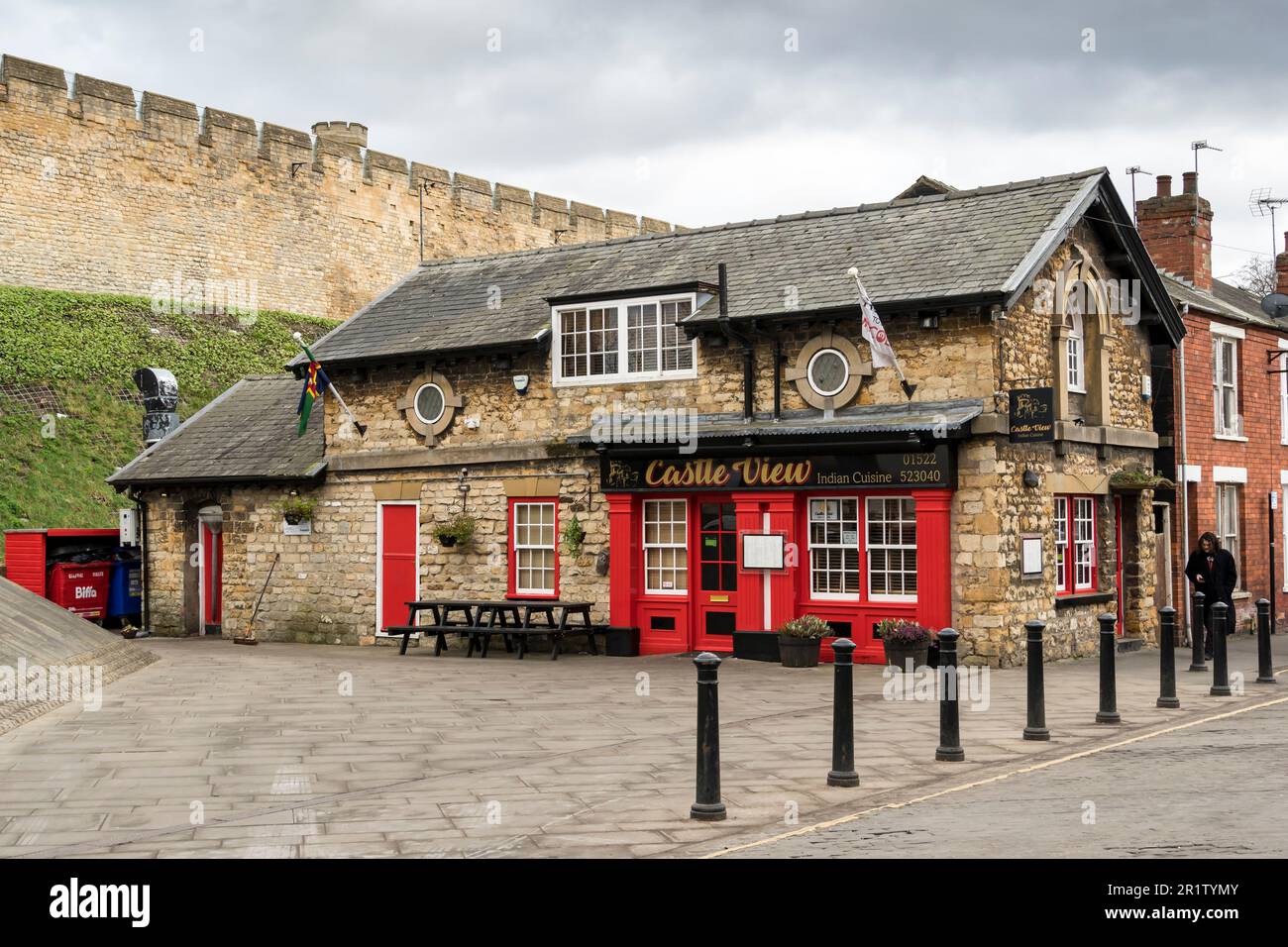 Burgblick, indisches Restaurant, Union Street Lincoln City 2023 Stockfoto