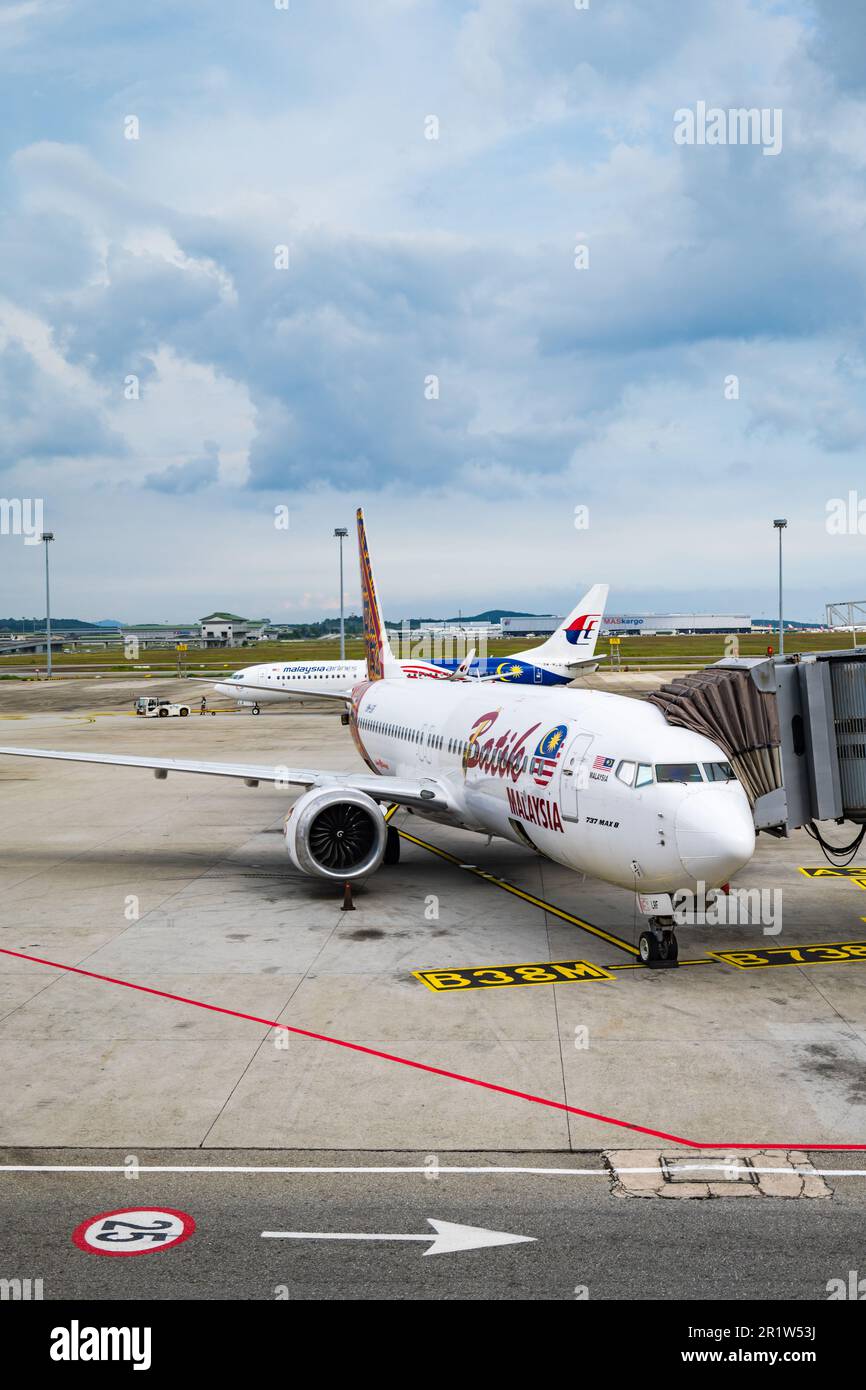 Kuala Lumpur, Malaysia - Mai 2023: Batik Air Aircraft, Boeing, am Kuala Lumpur International Airport. Batik Air ist eine indonesische Linienfluggesellschaft. Stockfoto