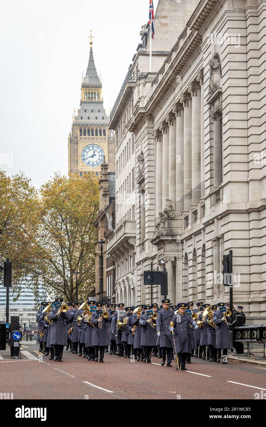 Band der RAF, Birdcage Walk, London, Großbritannien Stockfoto