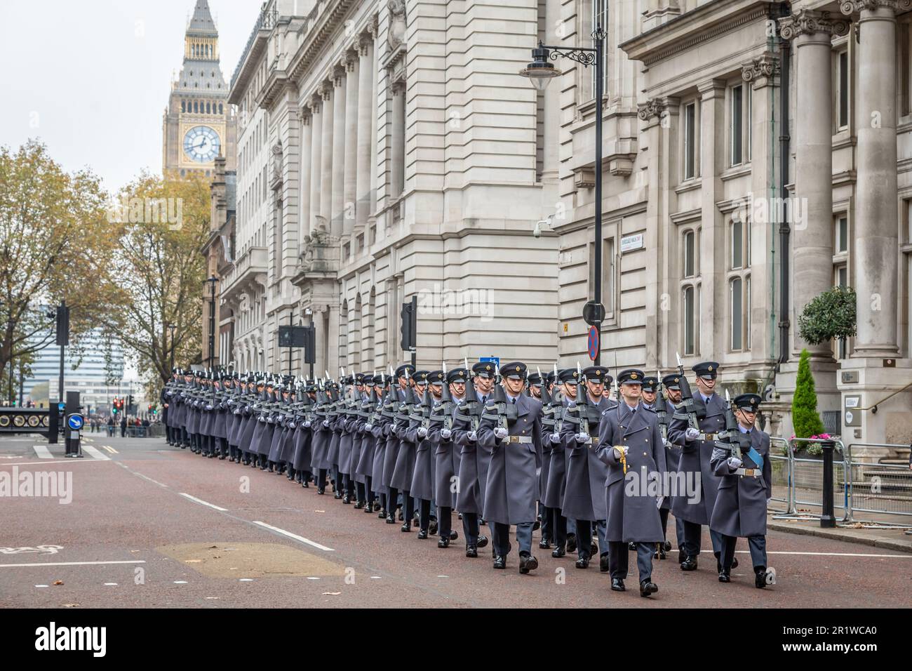 RAF Kings Colour Squadron, Birdcage Walk, London, Großbritannien Stockfoto