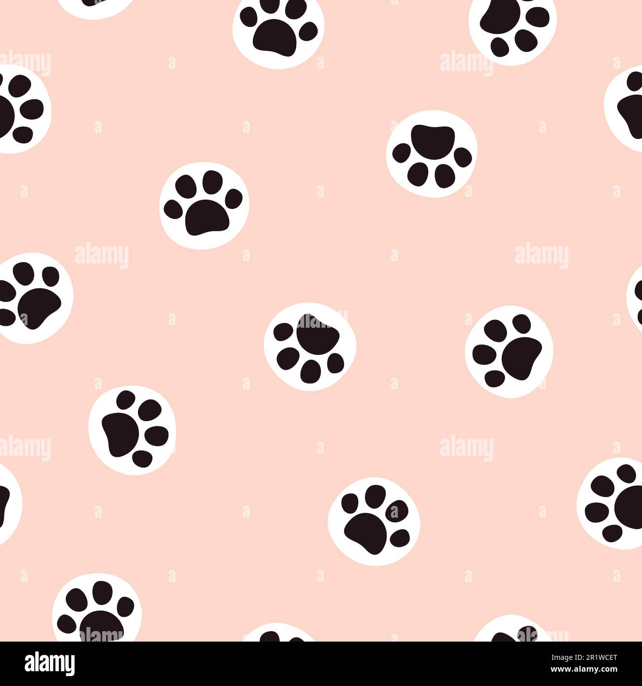 Niedliches Nahtmuster mit Tierpfote. Hintergrund für Katzen- oder Hundeabdrücke. Vektordarstellung. Er kann für Tapeten, Umschläge, Karten und Muster verwendet werden. Stock Vektor