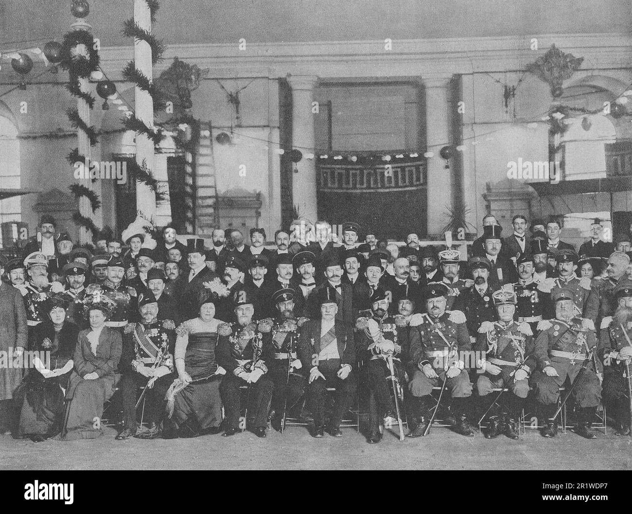 Mitglieder und Gäste des 1. All-Russian Aeronautical Congress in St. Petersburg 1911. Stockfoto