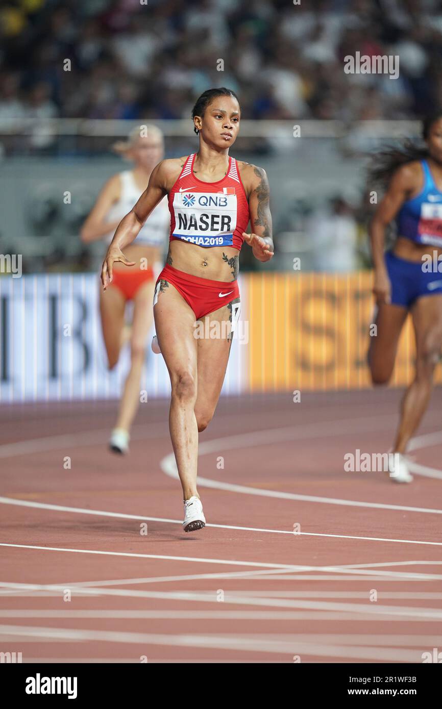 Salwa Eid Naser läuft die 400m bei der Leichtathletik-Weltmeisterschaft 2019 in Doha. Stockfoto