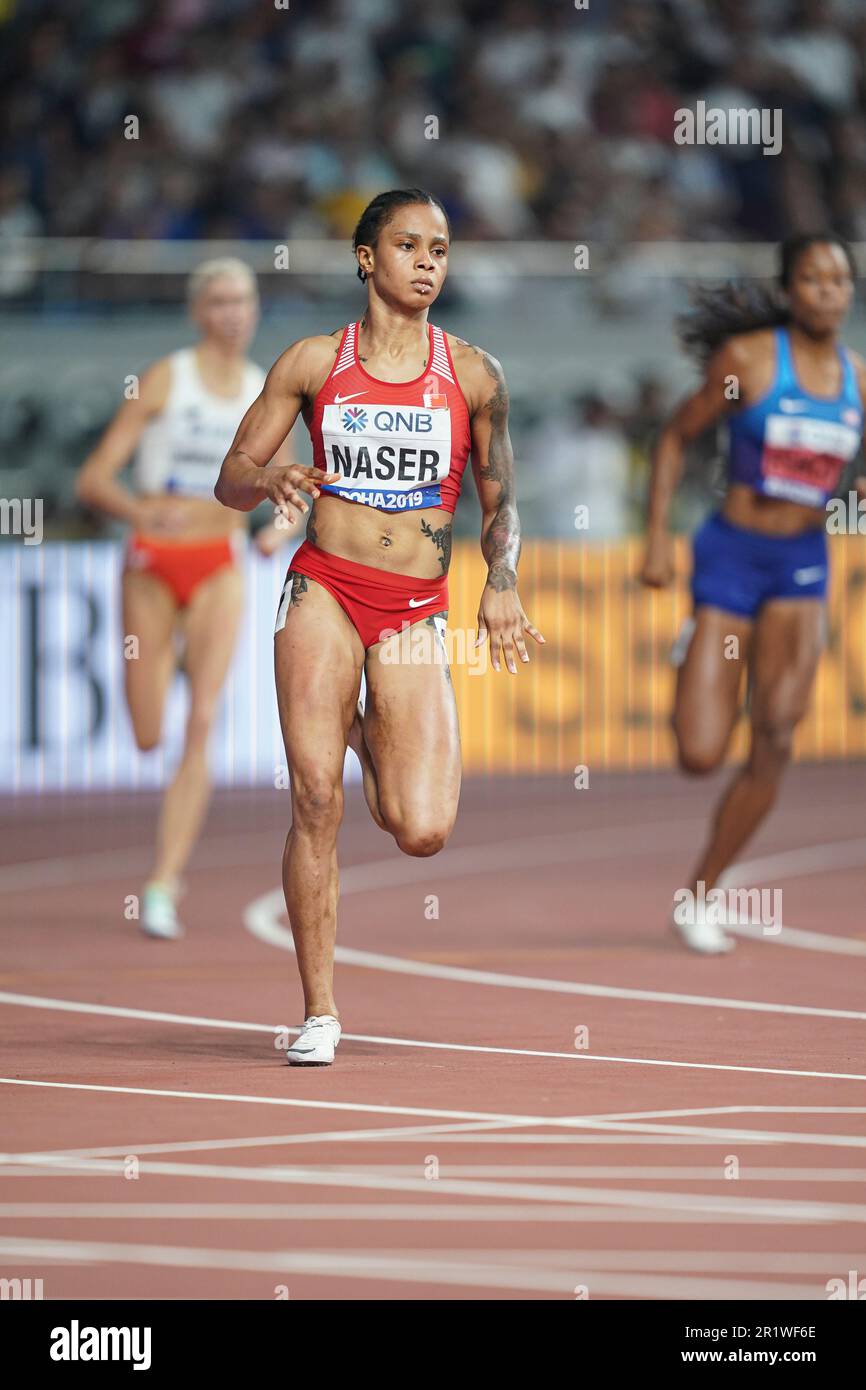 Salwa Eid Naser läuft die 400m bei der Leichtathletik-Weltmeisterschaft 2019 in Doha. Stockfoto