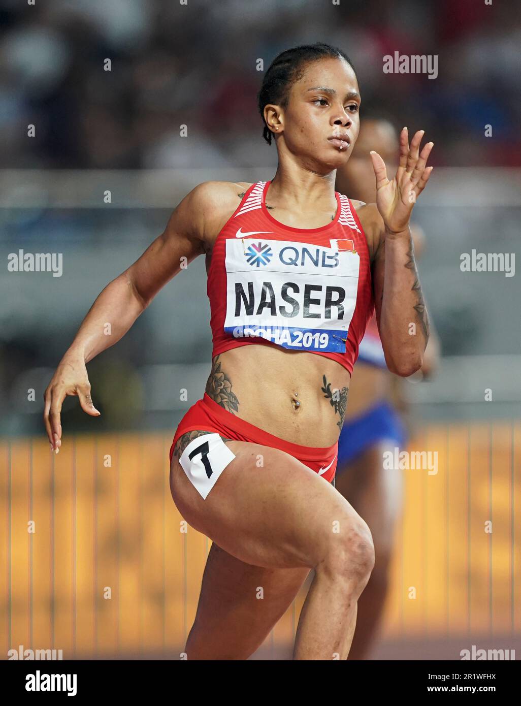 Salwa Eid Naser läuft die 400m bei der Leichtathletik-Weltmeisterschaft 2019 in Doha. Stockfoto