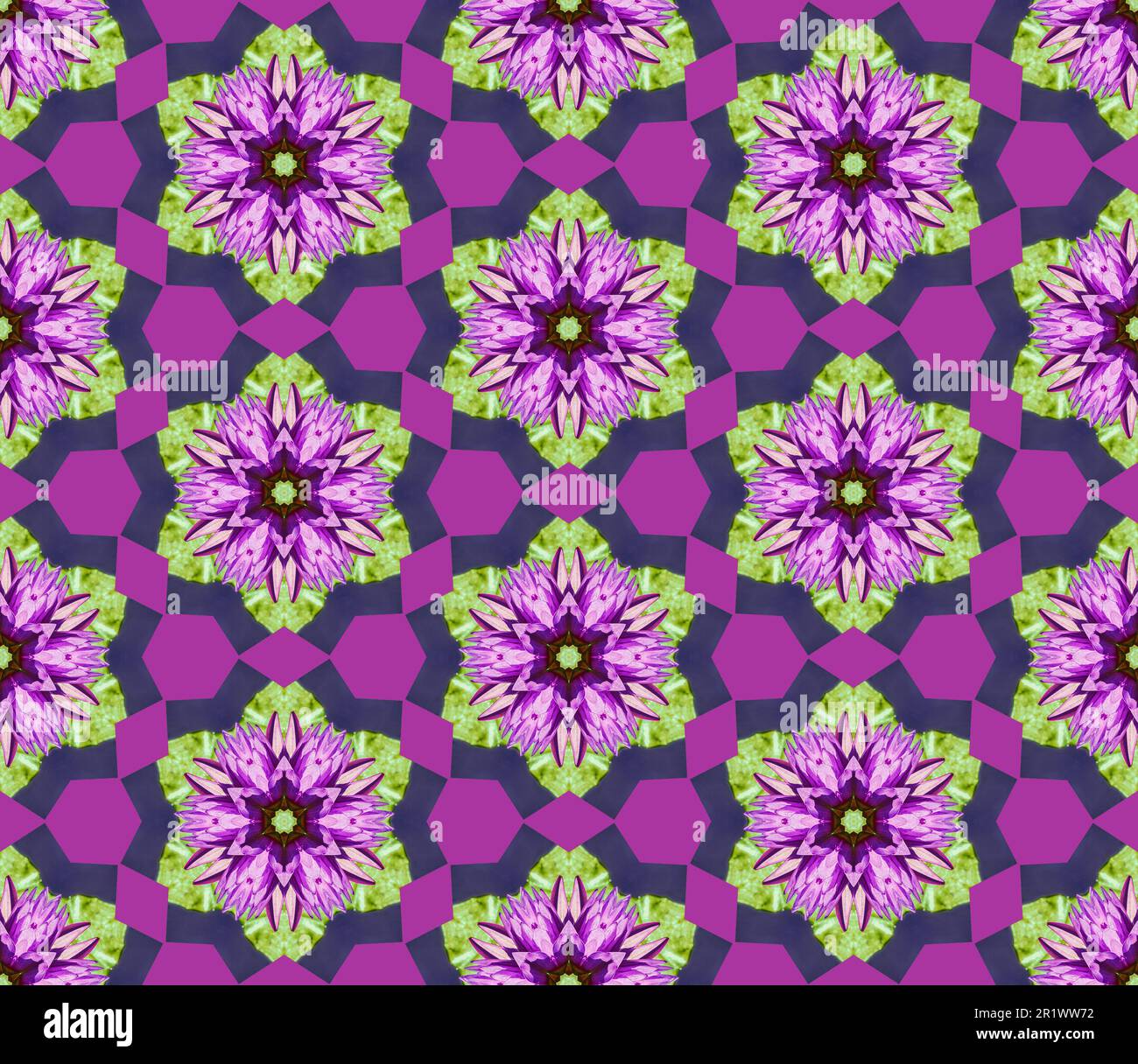 Pink, Lila, Grün Digitale Kunst Frühling Sommer Blumenmuster abstrakter Hintergrund. Nahtlos wiederkehrendes Muster für mobile Hintergrundbilder anderer Designs Stockfoto