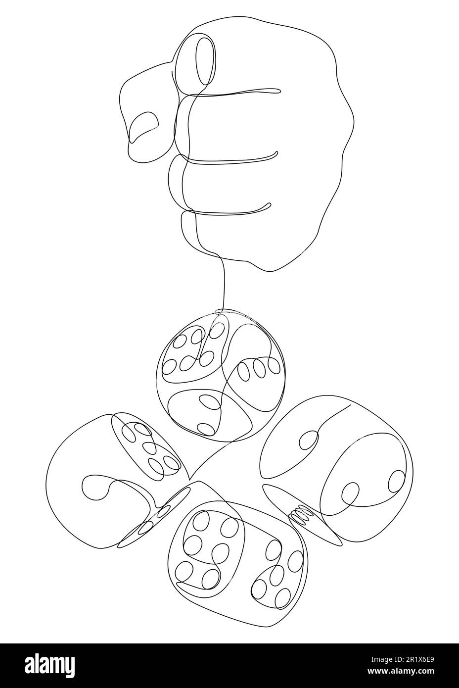 Eine durchgehende Handlinie mit Würfel. Vektorkonzept zur Darstellung dünner Linien. Kontur Zeichnen kreativer Ideen. Stock Vektor