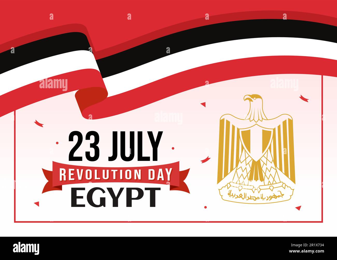 Ägyptische Revolution Day Vector Illustration am 23. Juli mit Waving Flag Background in National Holiday Flat Cartoon handgezeichnete Landing Page Templates Stock Vektor