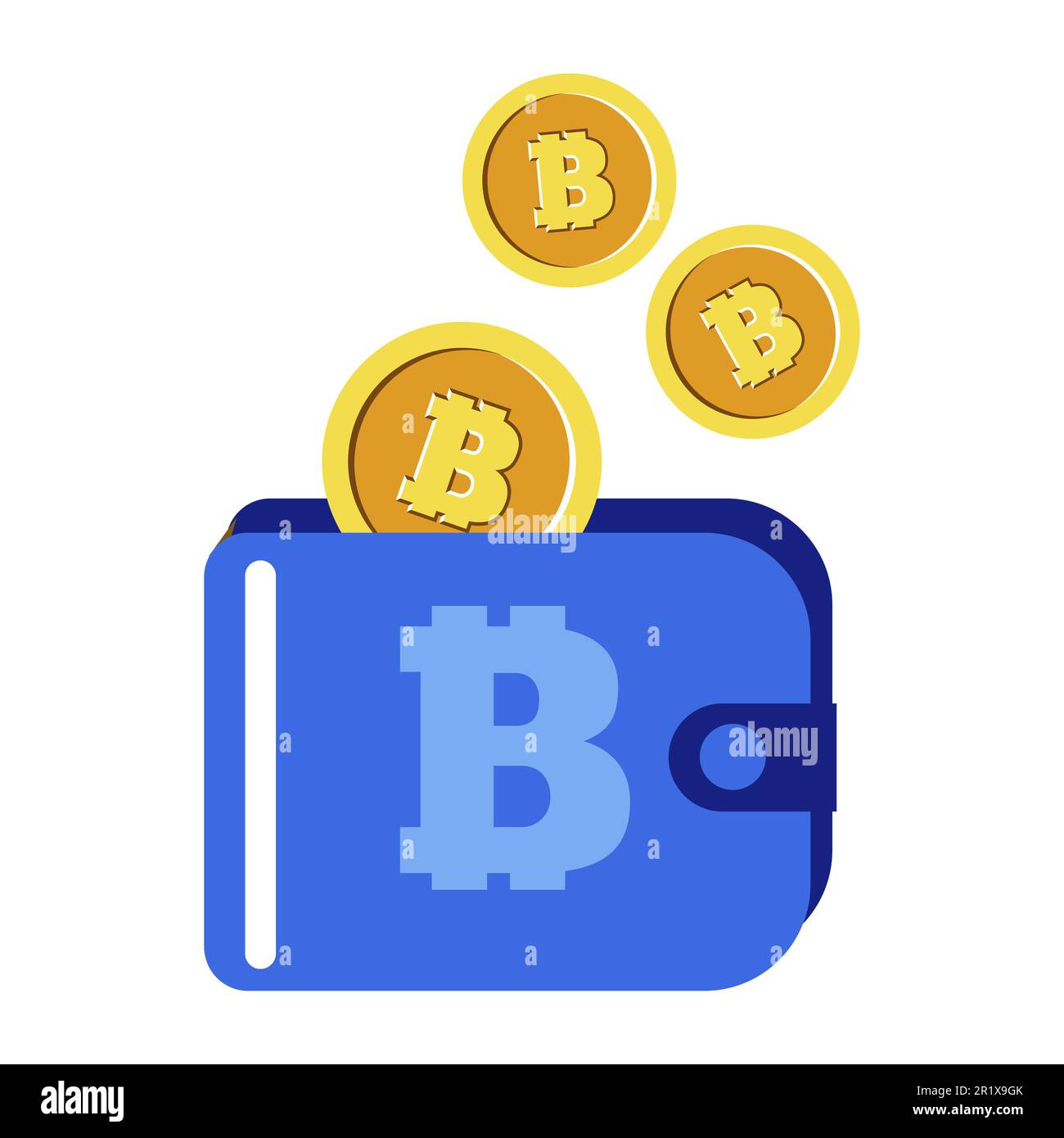 Kryptowährung, Bitcoins im Portemonnaie, digitale Ersparnisse Stock Vektor