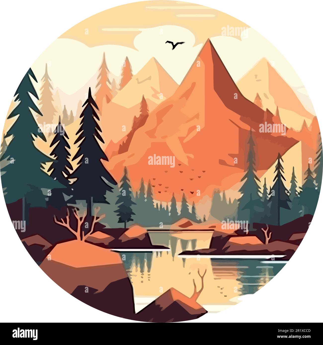 Berglandschaft über Weiß Stock Vektor