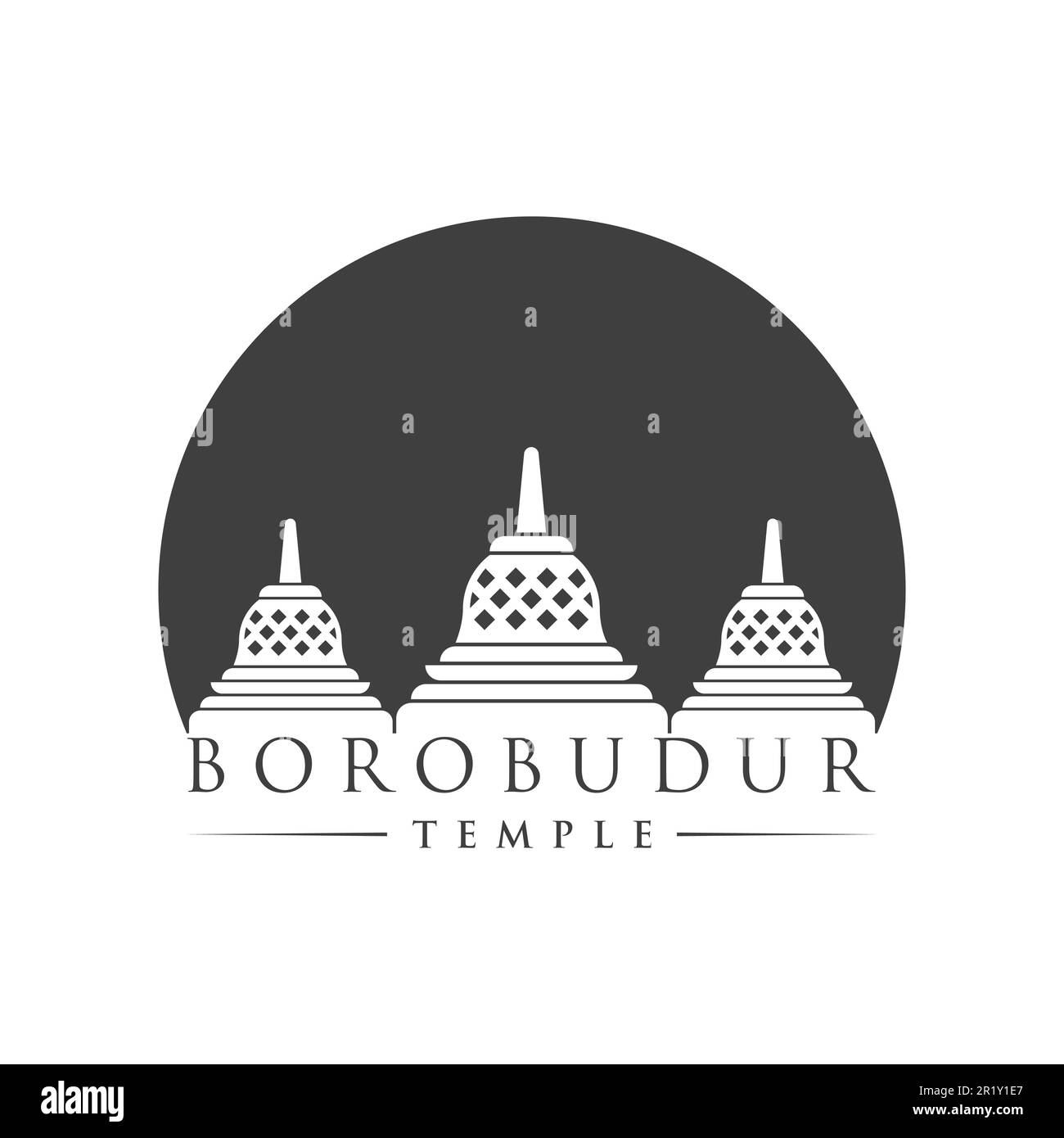 logo des borobudur-Tempels, isoliert auf weißem Hintergrund. Stock Vektor