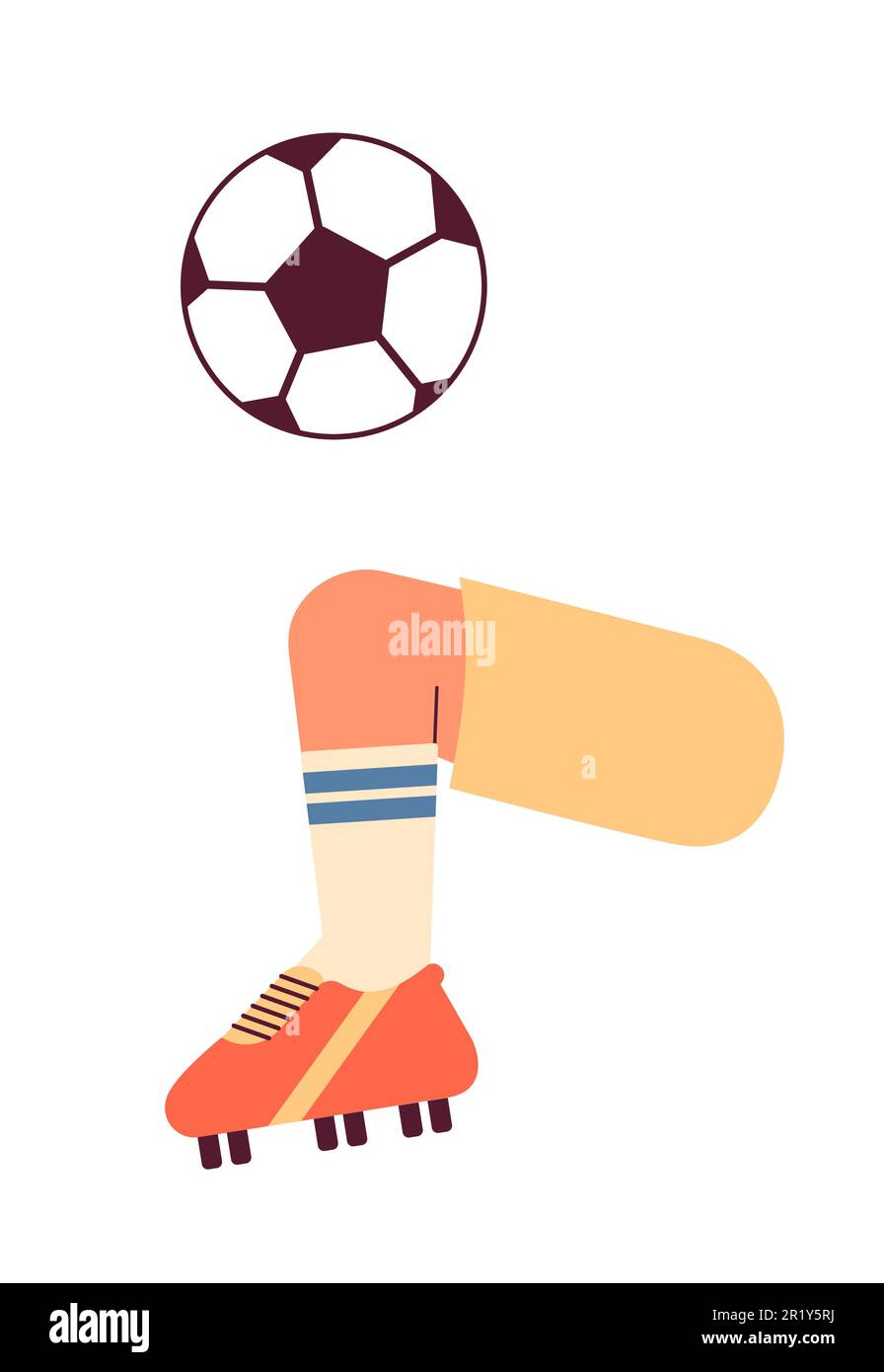 Fußball jongliert halbflach bunt Vektor erste Ansicht Bein Stock Vektor