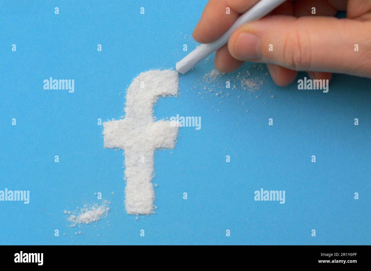 Zum Begriff der Facebook Social-Media-sucht wie Drogen Stockfoto